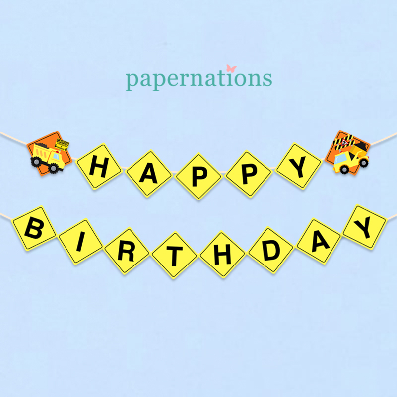 HBD Construction Bunting Flag